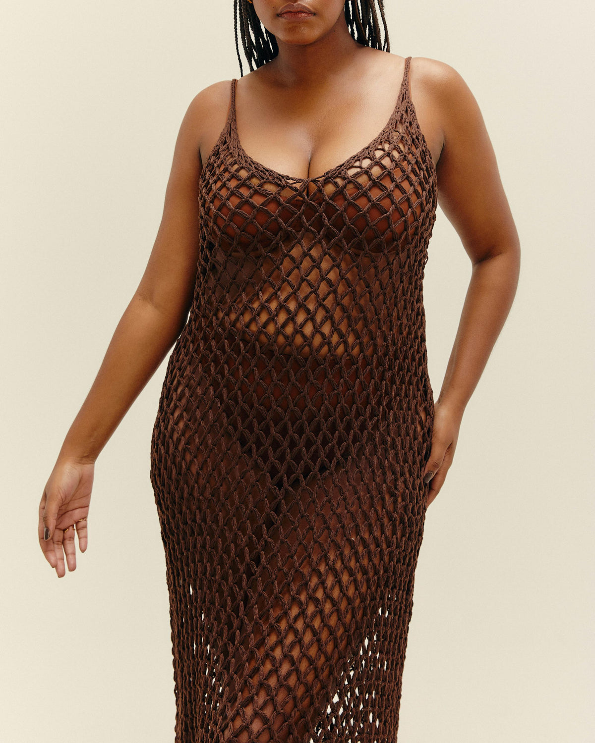 ROBE MOANA EN MAILLE BRAUNA MARRON