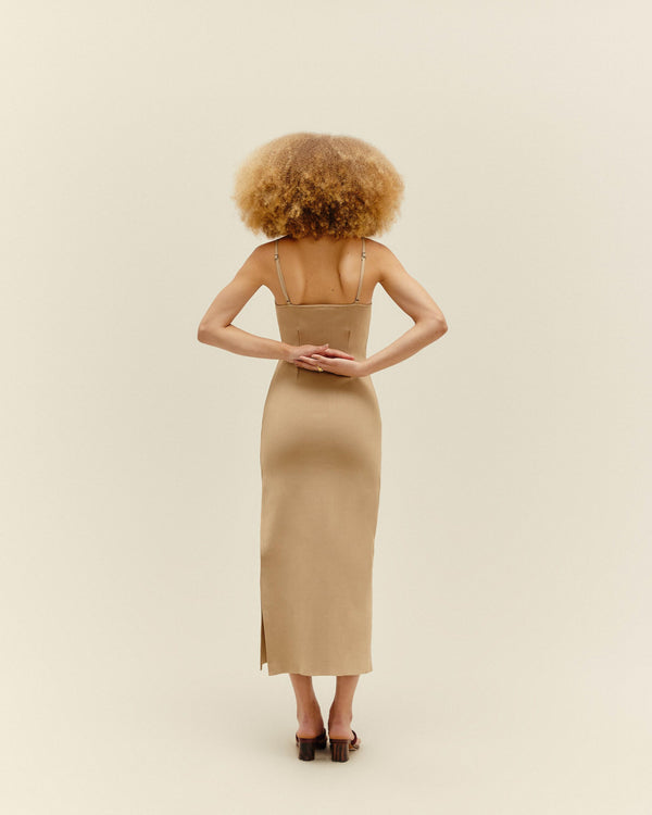 Chloe Knit Dress, Straw Beige