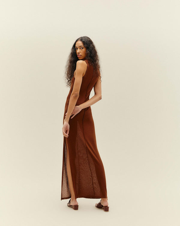 VESTIDO DRICA TRICOT BRAUNA BROWN
