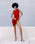 TWISTED KNIT RED SHIFT DRESS