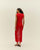 TWISTED KNIT RED SHIFT DRESS