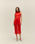 RED SHIFT PLEATED DRESS