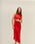RED SHIFT PLEATED DRESS