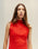 RED SHIFT PLEATED DRESS