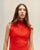 RED SHIFT PLEATED DRESS
