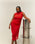 RED SHIFT PLEATED DRESS