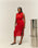 RED SHIFT PLEATED DRESS