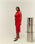 RED SHIFT PLEATED DRESS