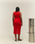RED SHIFT PLEATED DRESS