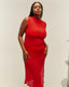 VESTIDO PINTON PLISSADO RED SHIFT