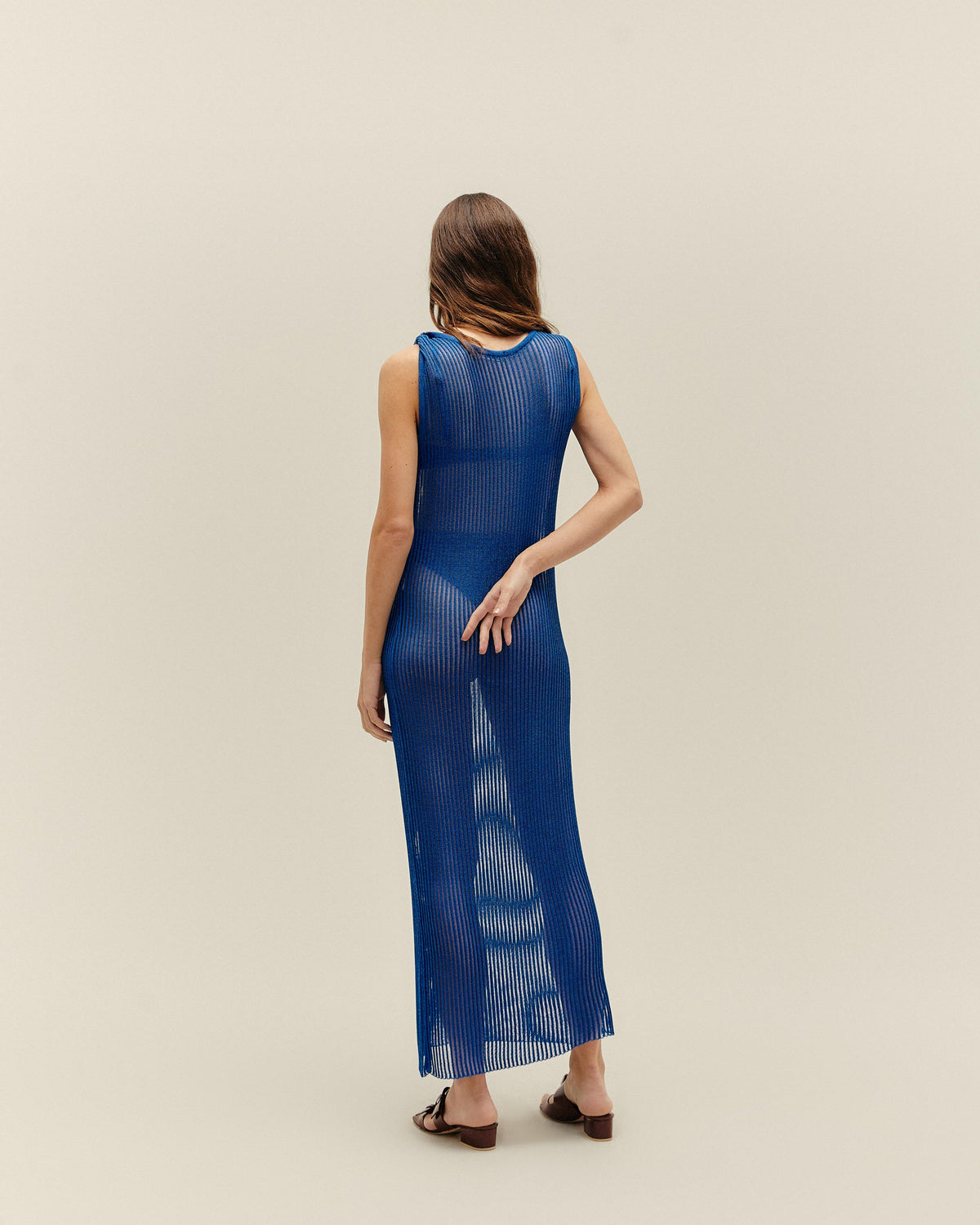 Twisted Knit Dress in Cobalt Blue