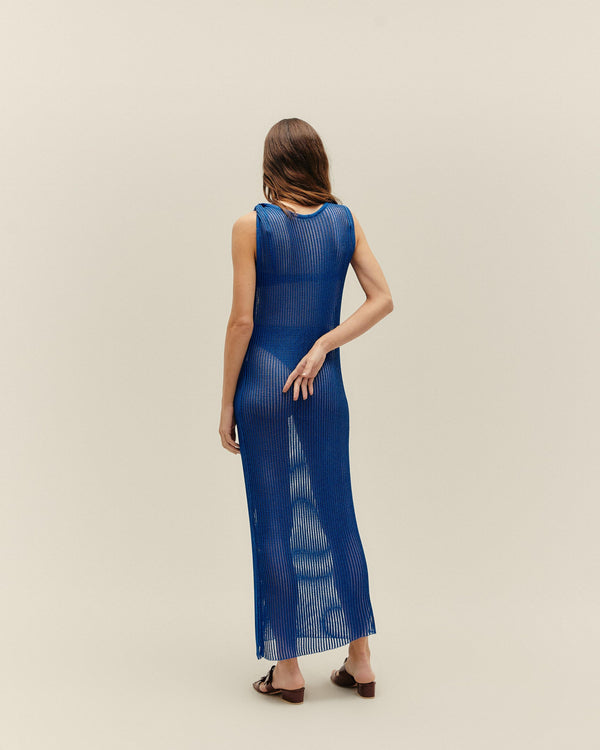 KNIT TWISTED DRESS COBALT BLUE