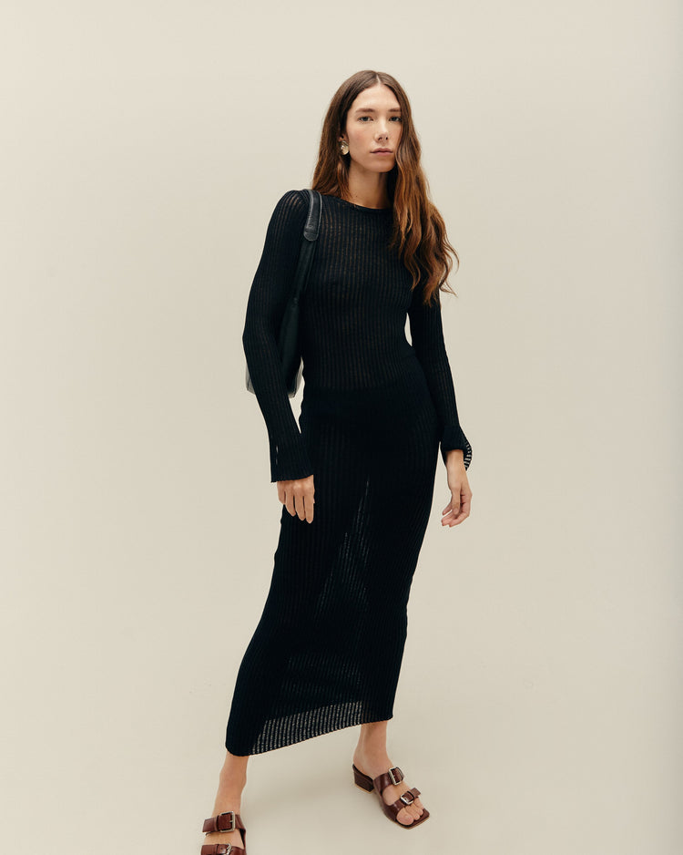 RAFA KNIT DRESS BLACK