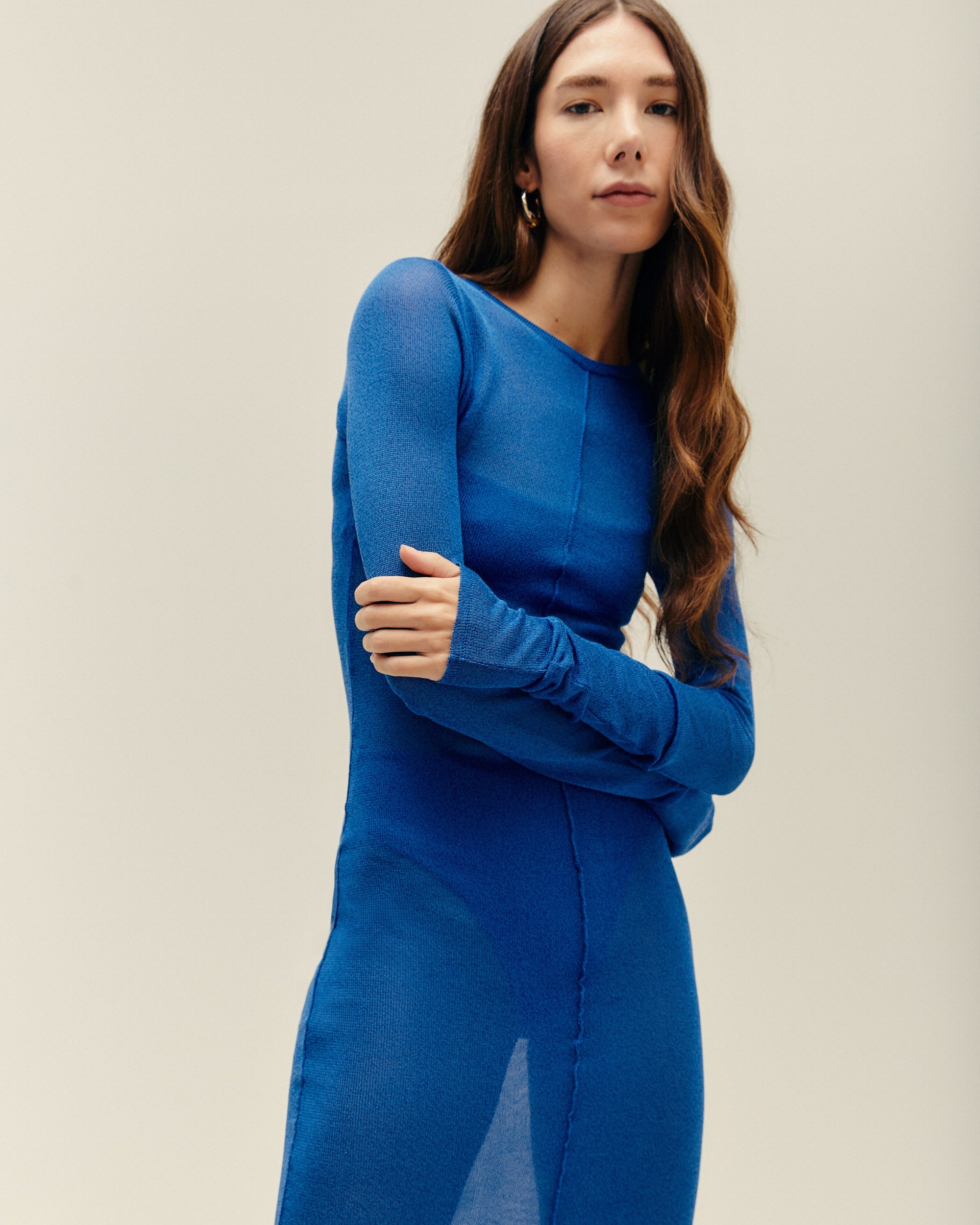 ABITO ISADORA IN MAGLIA BLU COBALTO