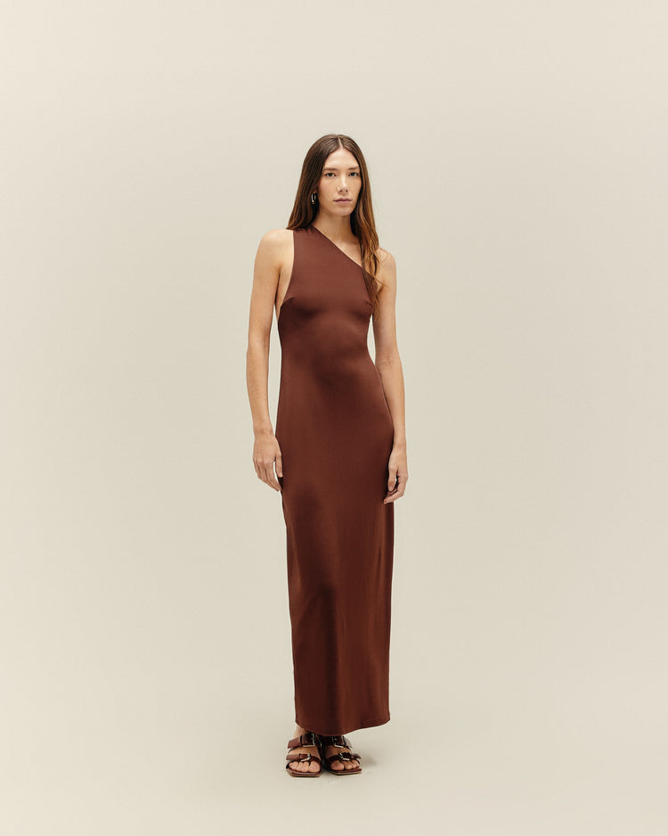 SOFIA DRESS, BROWN