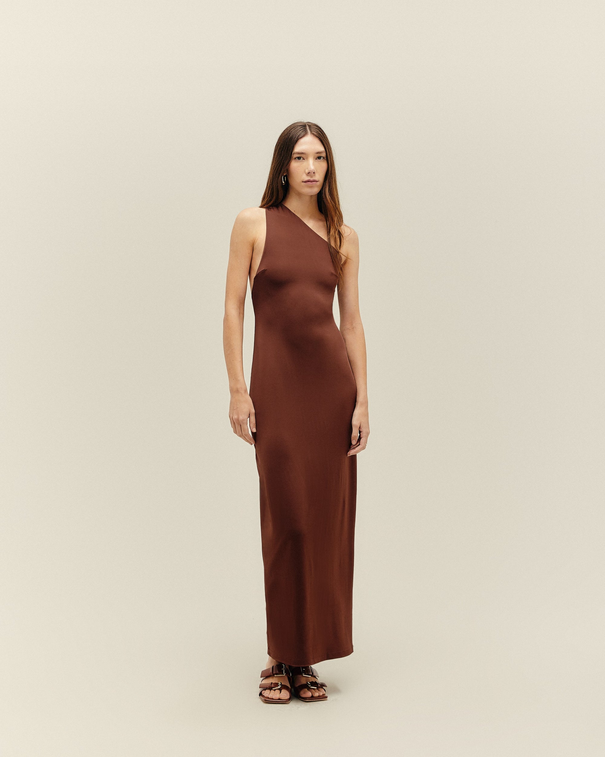 SOFIA DRESS, BROWN