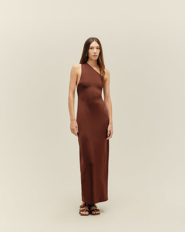 SOFIA DRESS, BROWN