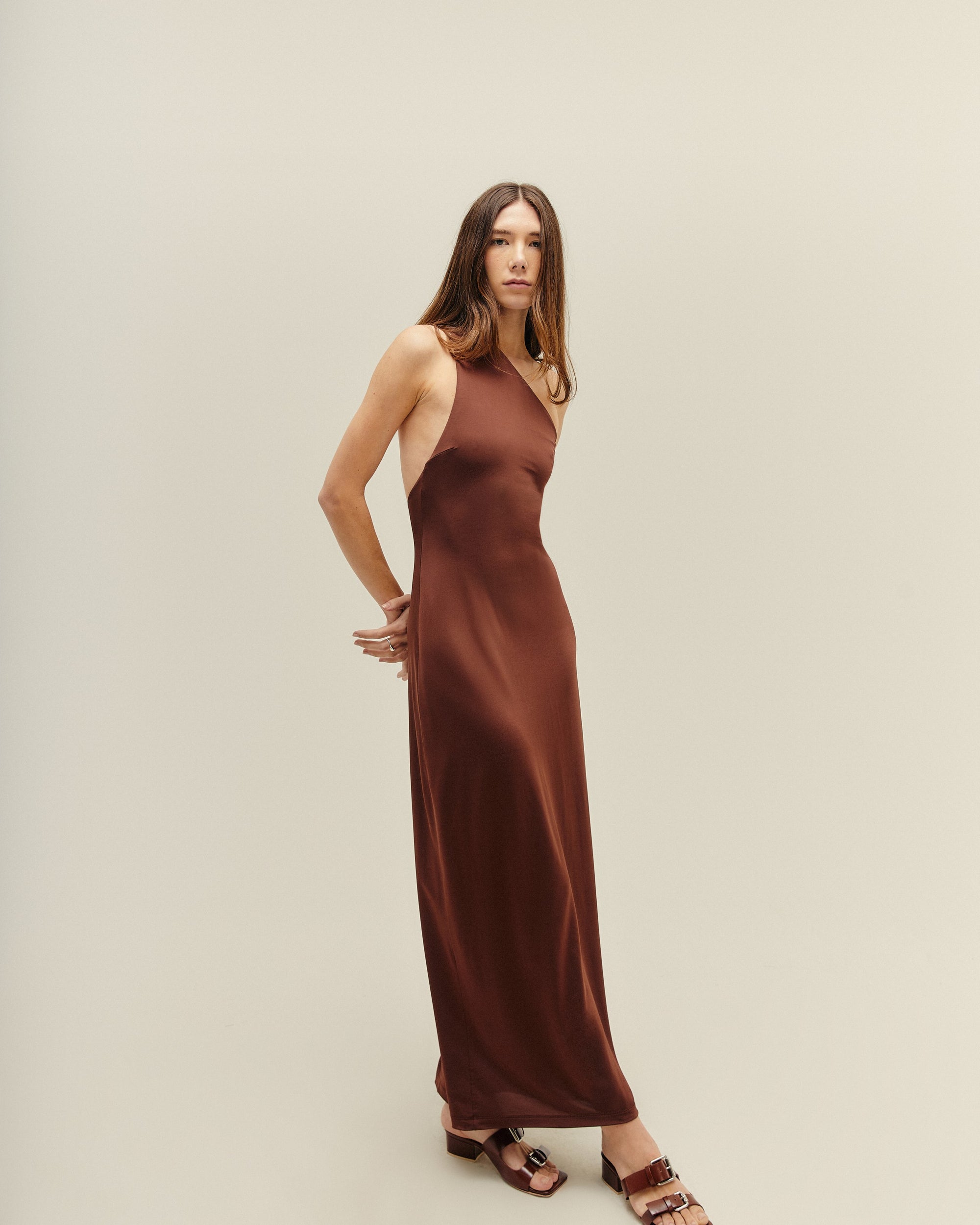 SOFIA DRESS, BROWN