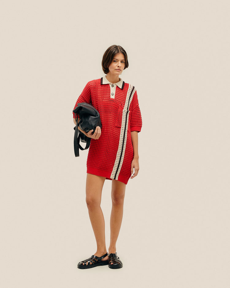 ROBE EN MAILLE JOANA À RAYURES SPORTIVES