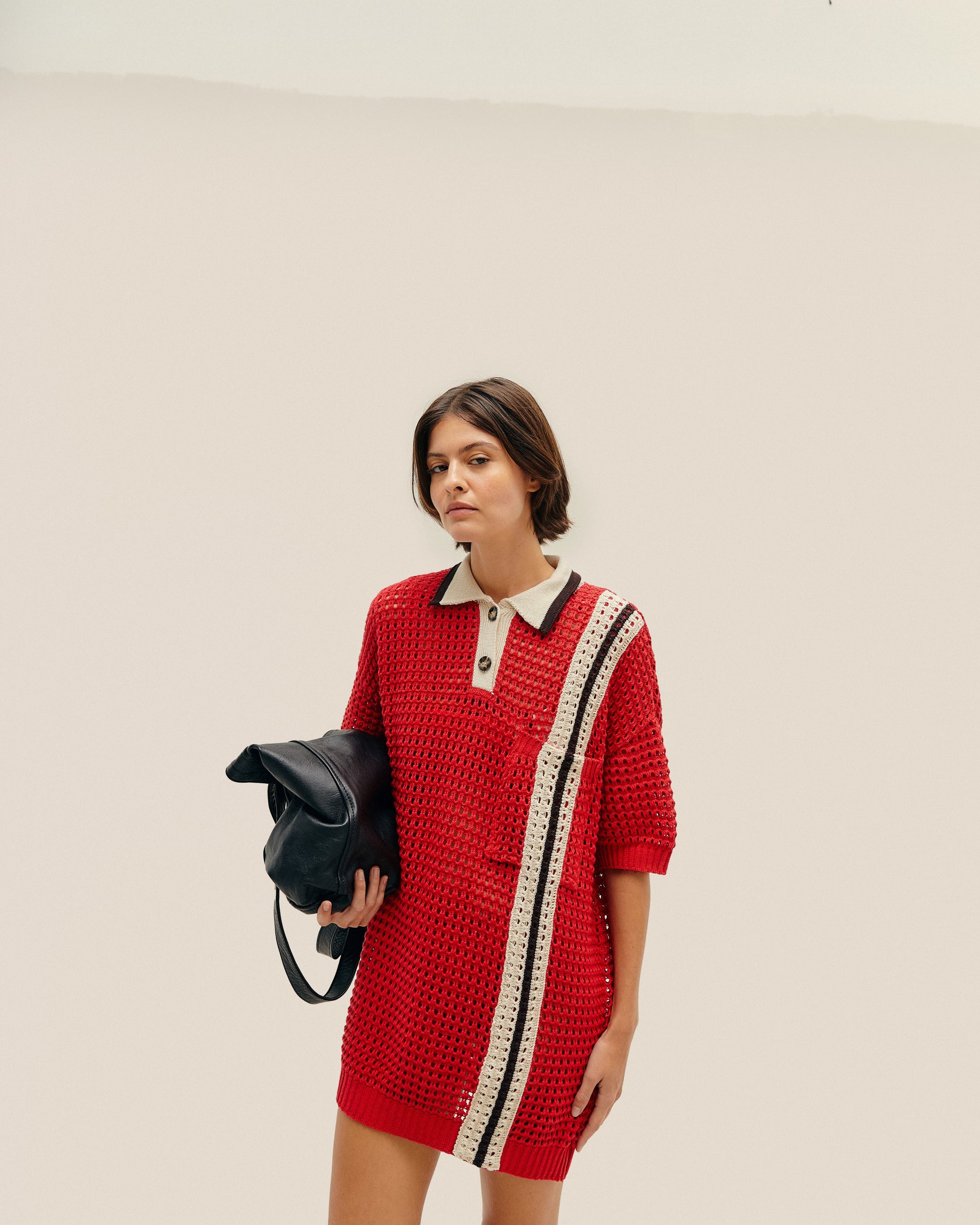 ROBE EN MAILLE JOANA À RAYURES SPORTIVES