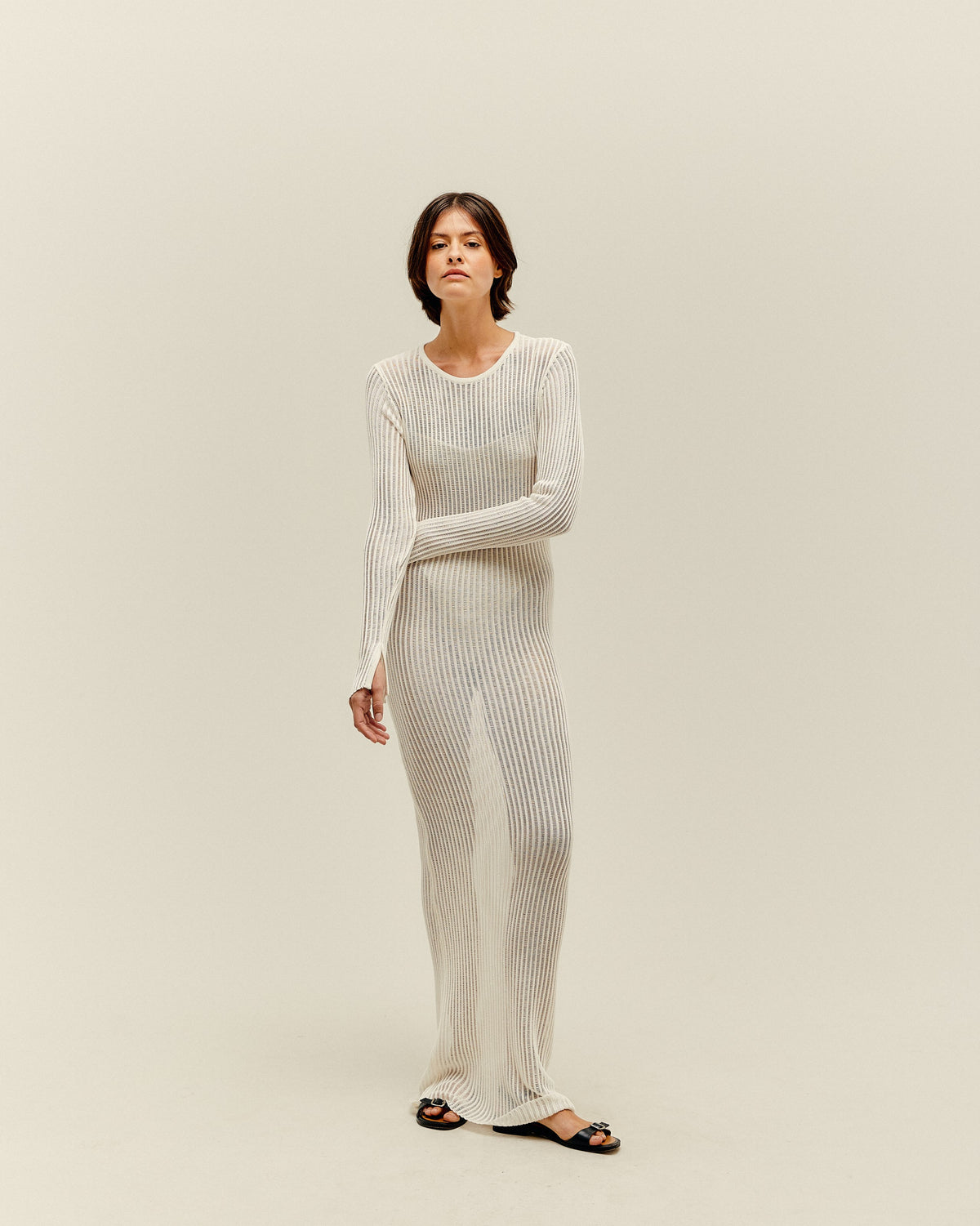 RAFA KNIT DRESS OFF-WHITE