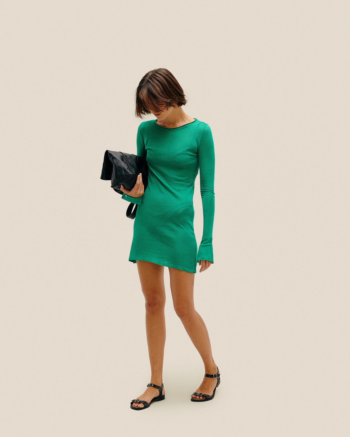 VESTIDO DE PUNTO JANE EN VERDE VINTAGE