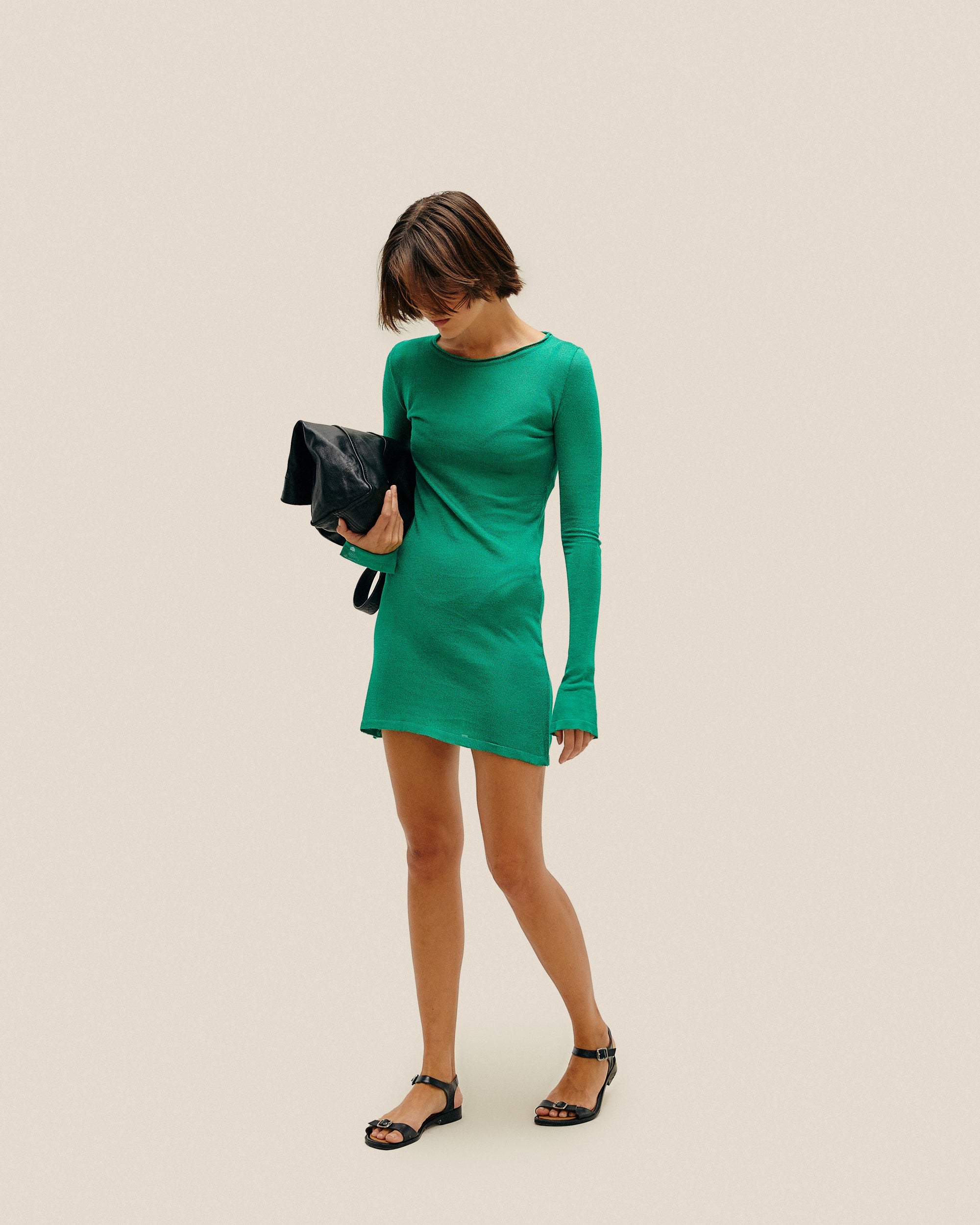 VESTIDO DE PUNTO JANE EN VERDE VINTAGE