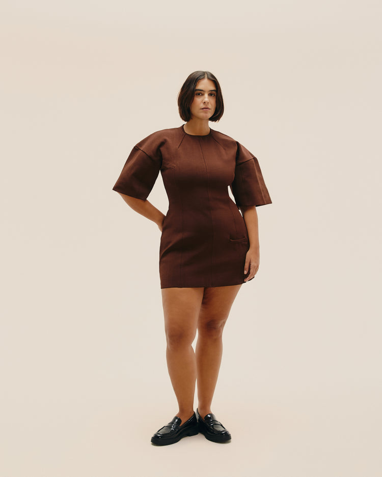 HANNAH KNIT DRESS IN BROWN