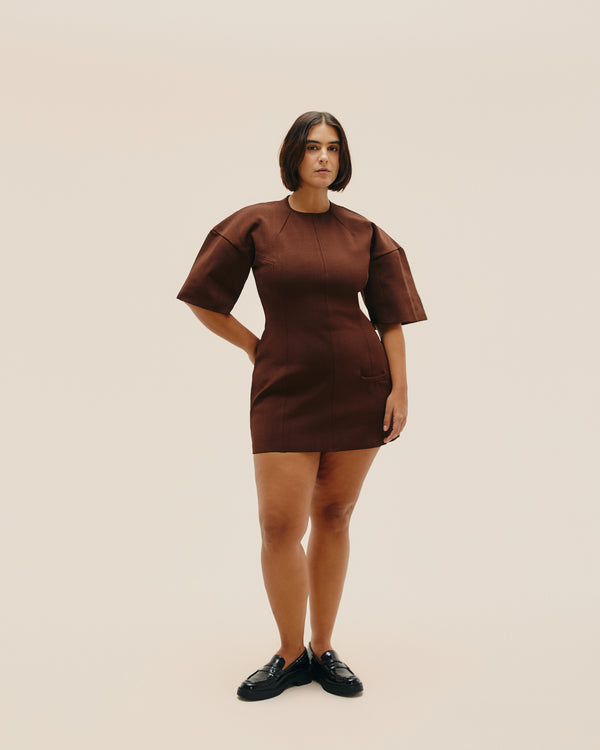 HANNAH KNIT DRESS IN BROWN