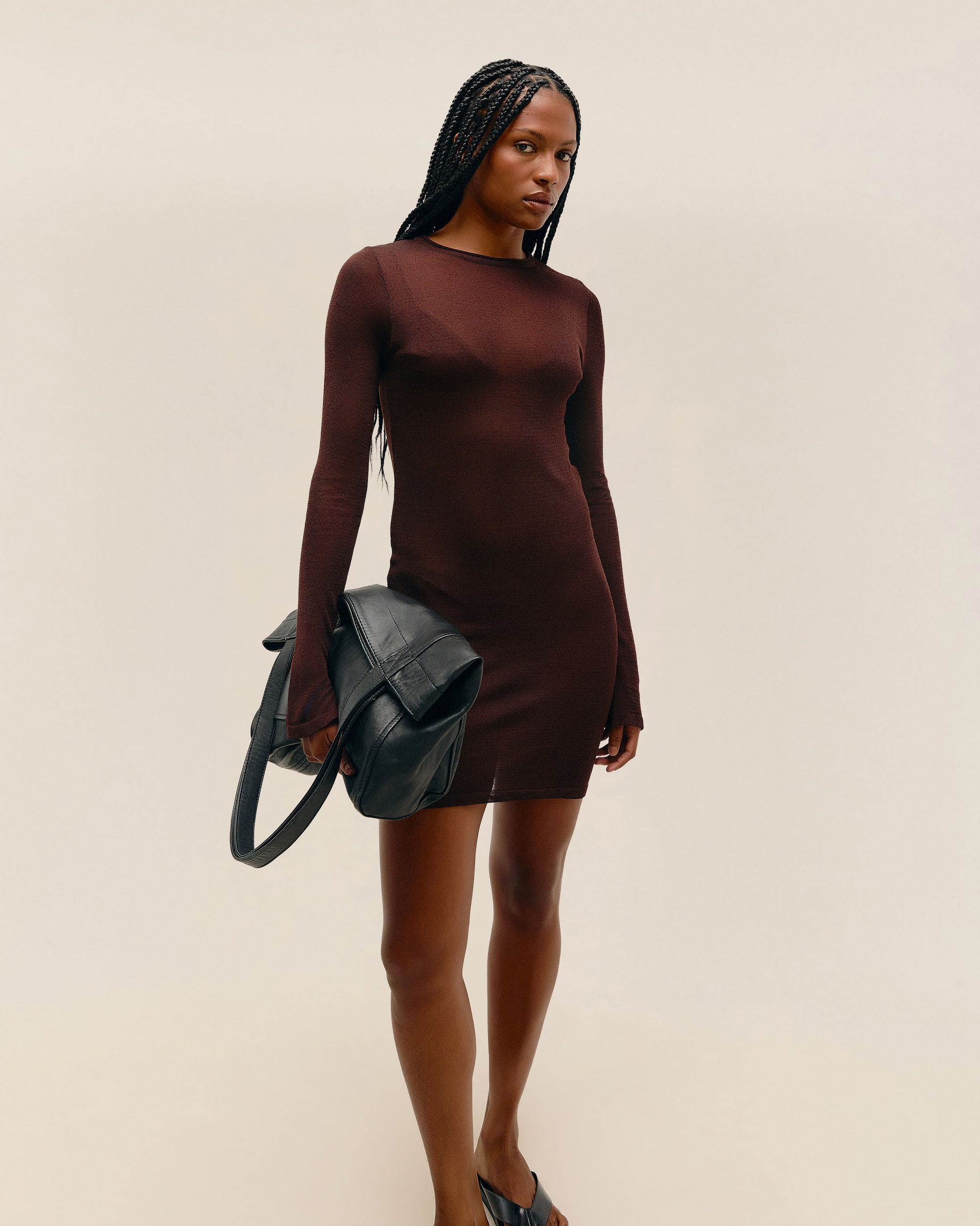 JANE KNIT DRESS, BROWN