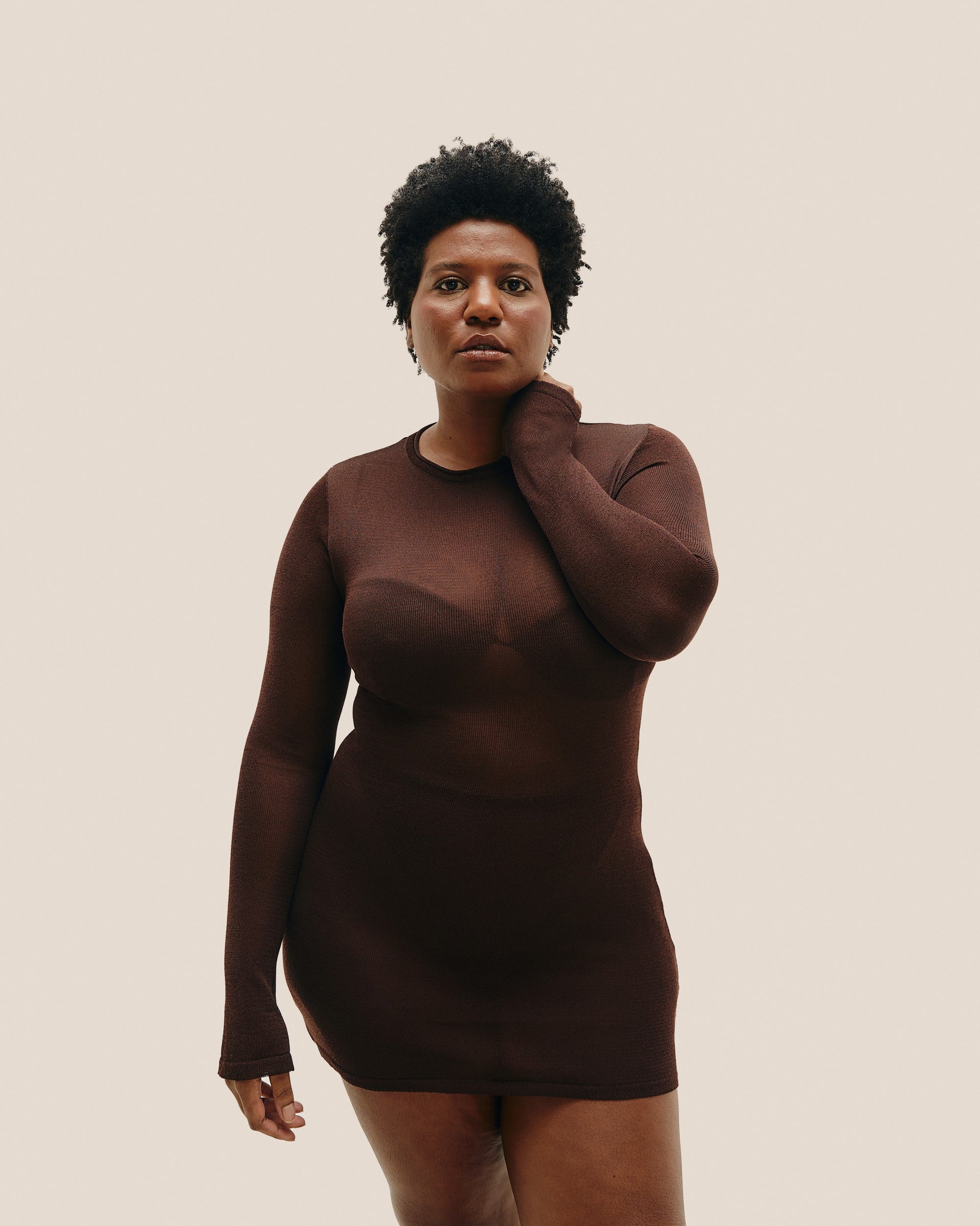 JANE KNIT DRESS, BROWN