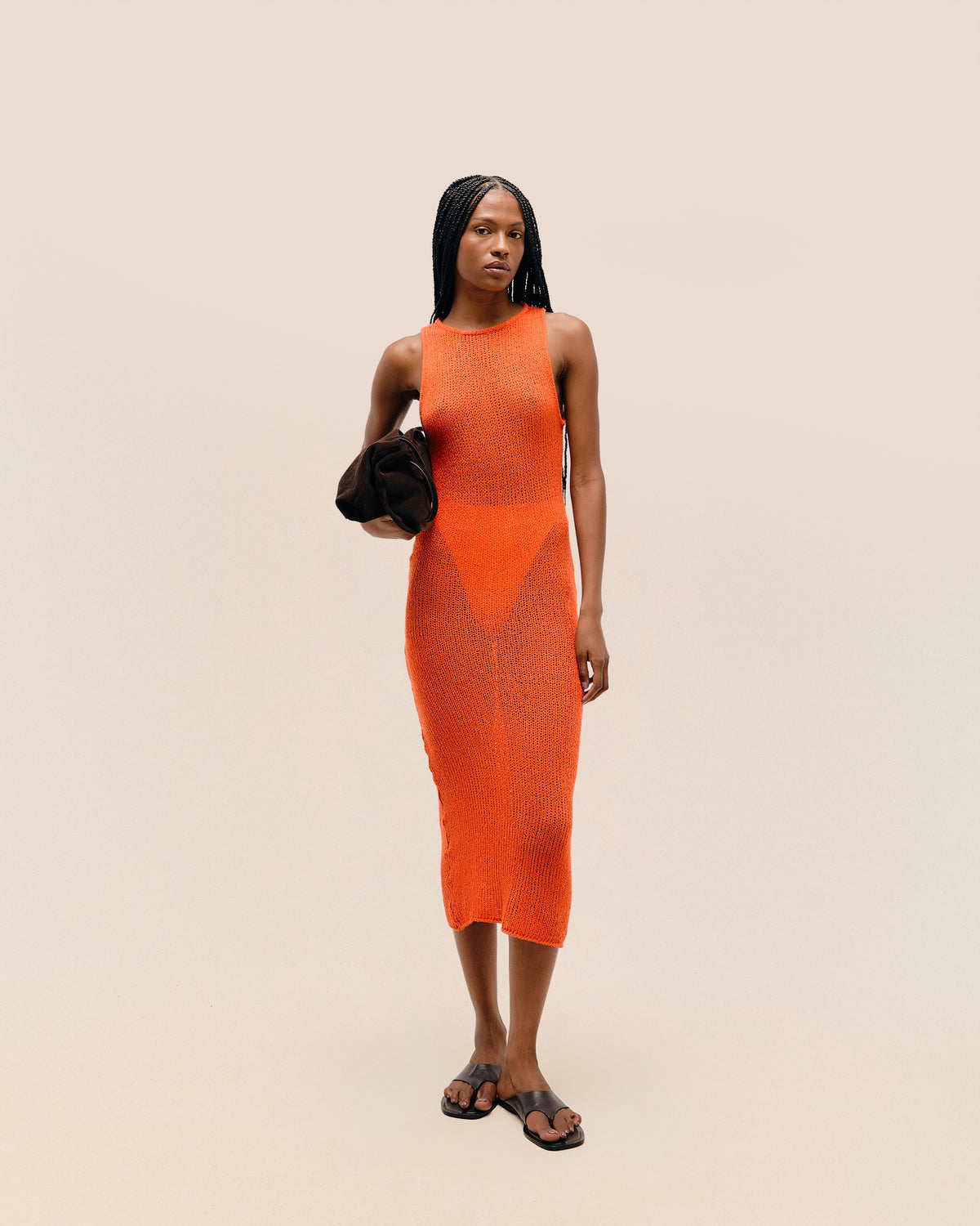 ROBE EN MAILLE PIA ORANGE MANDARINE