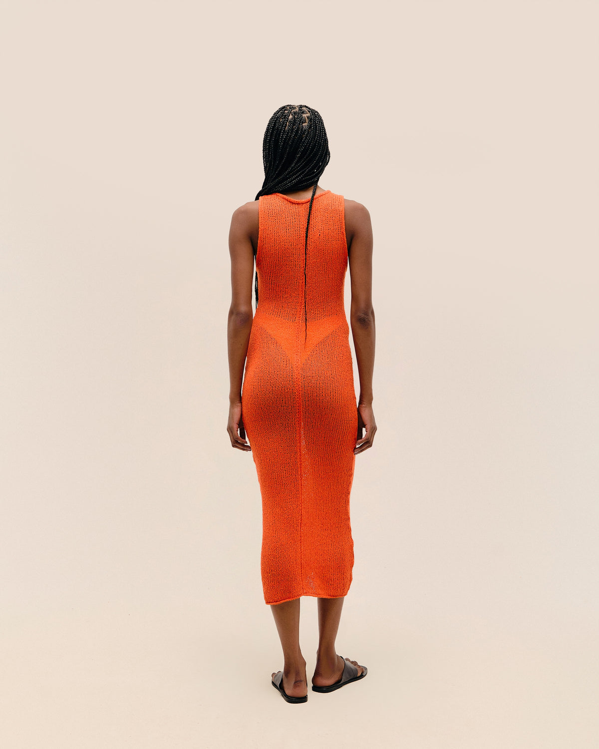 ROBE EN MAILLE PIA ORANGE MANDARINE