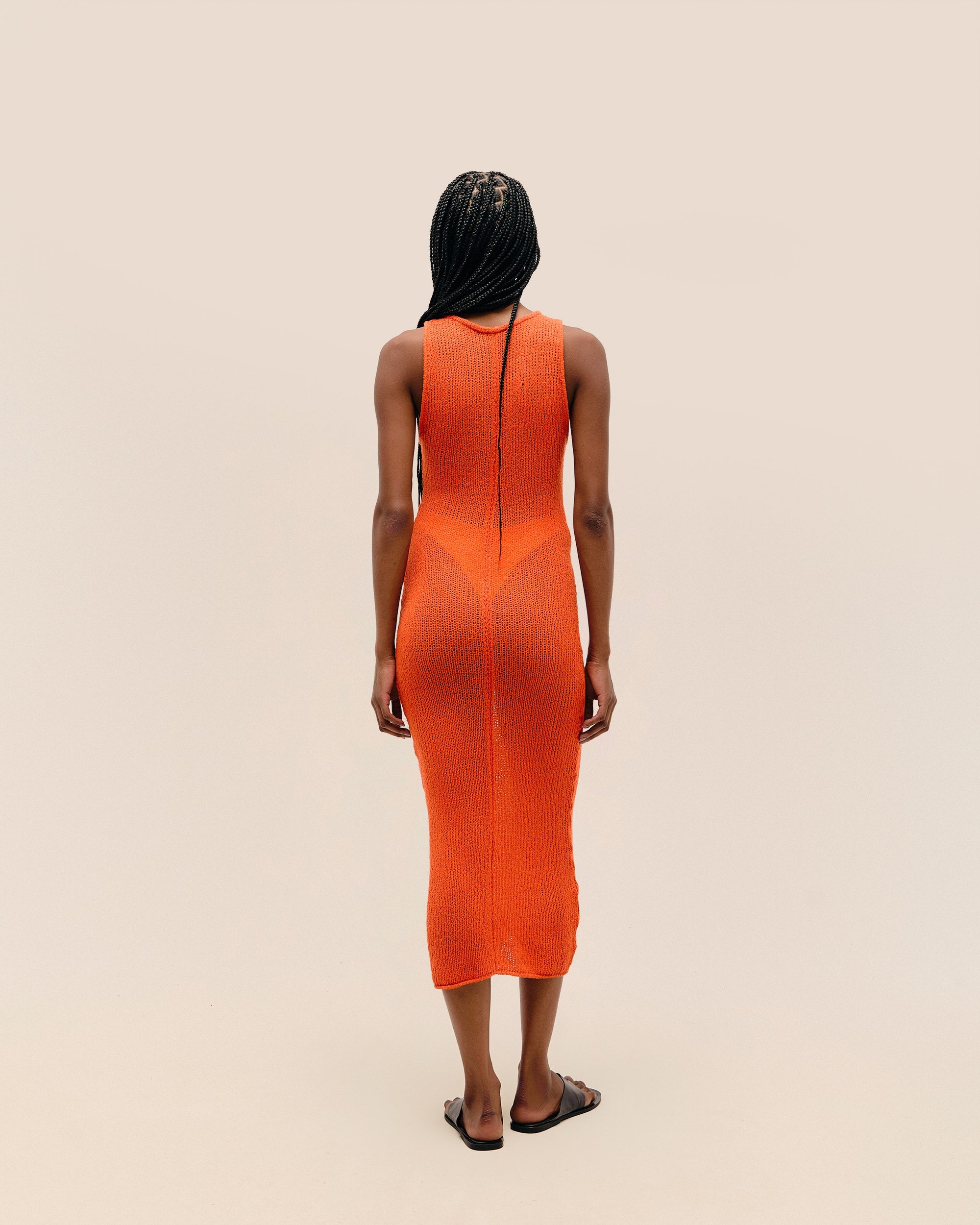 ROBE EN MAILLE PIA ORANGE MANDARINE