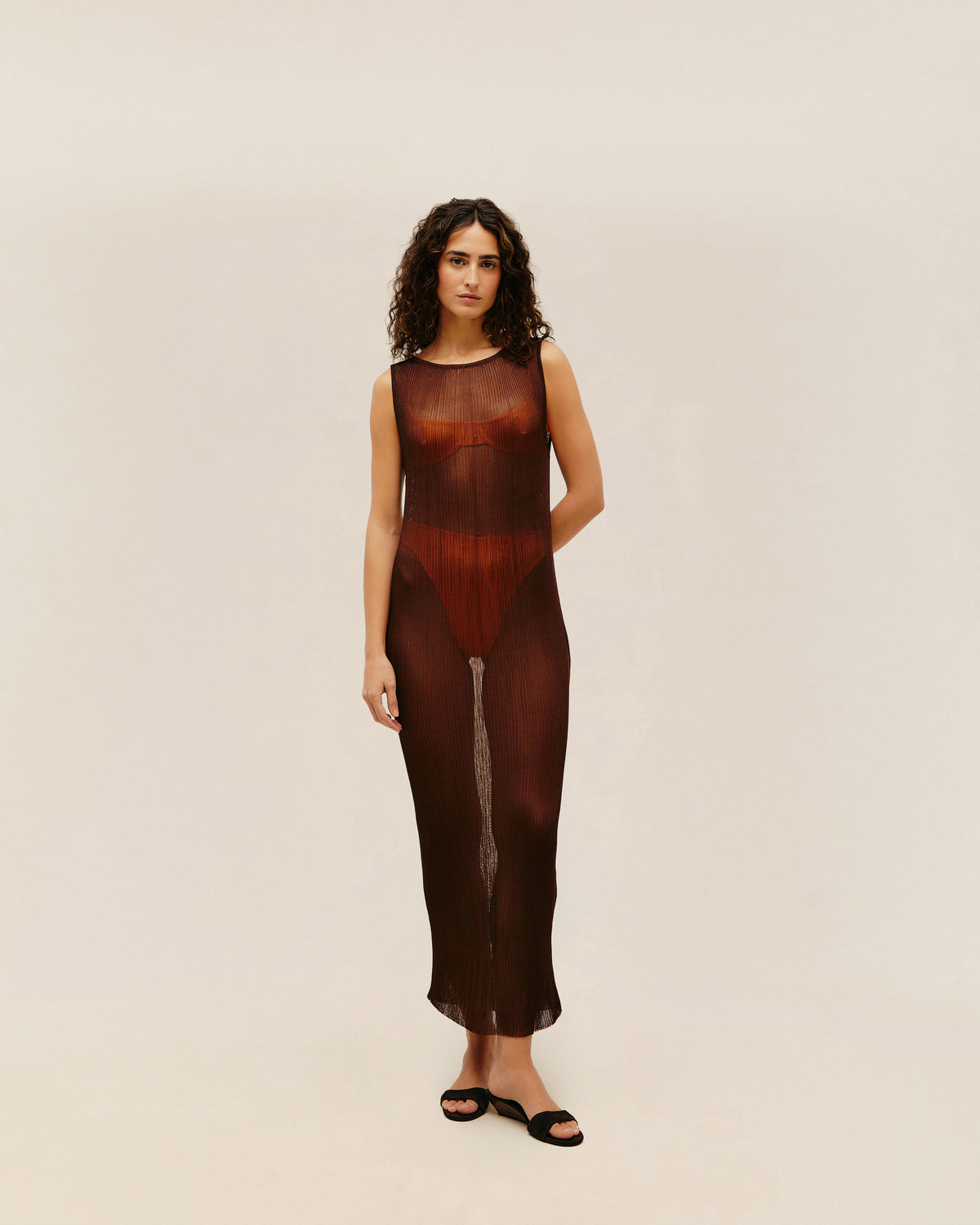 ROBE EN MAILLE LIA BRAUNA MARRON