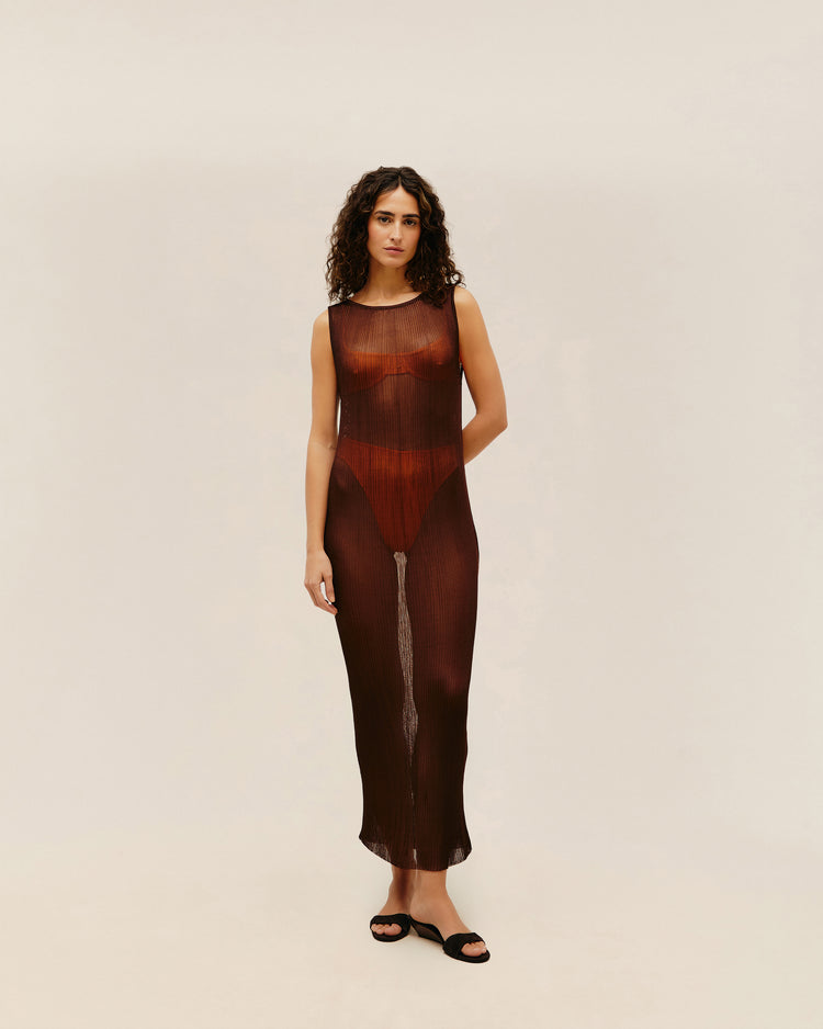 ROBE EN MAILLE LIA BRAUNA MARRON