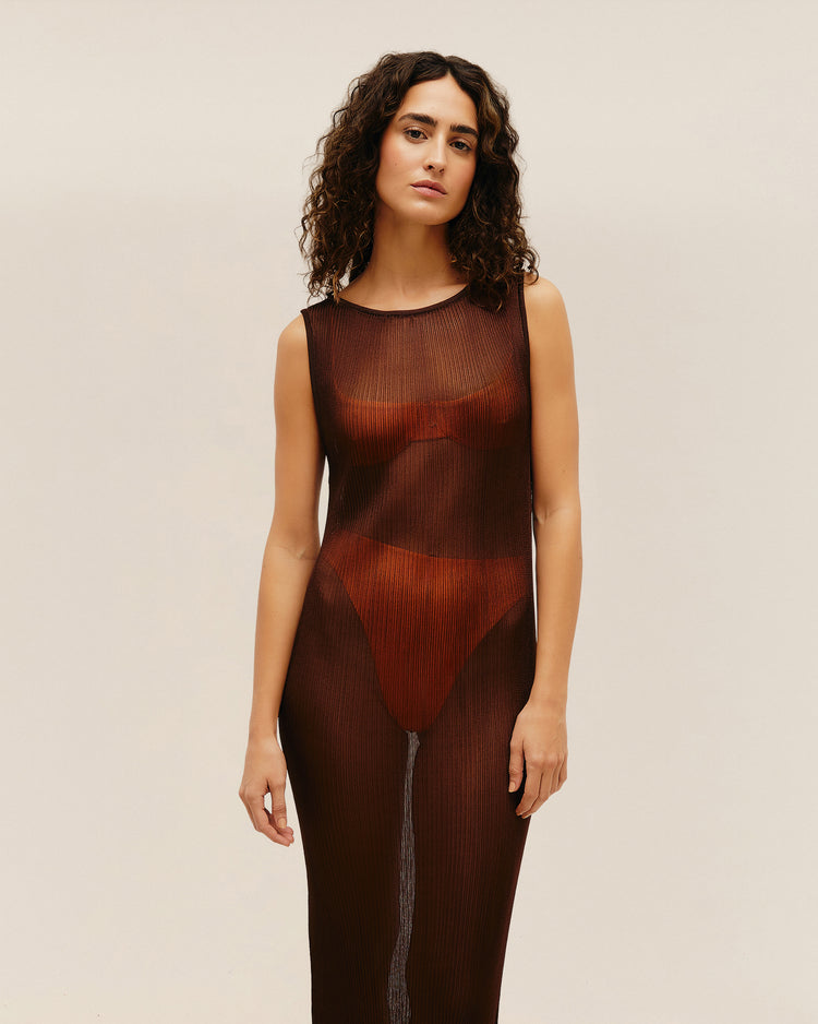 ROBE EN MAILLE LIA BRAUNA MARRON