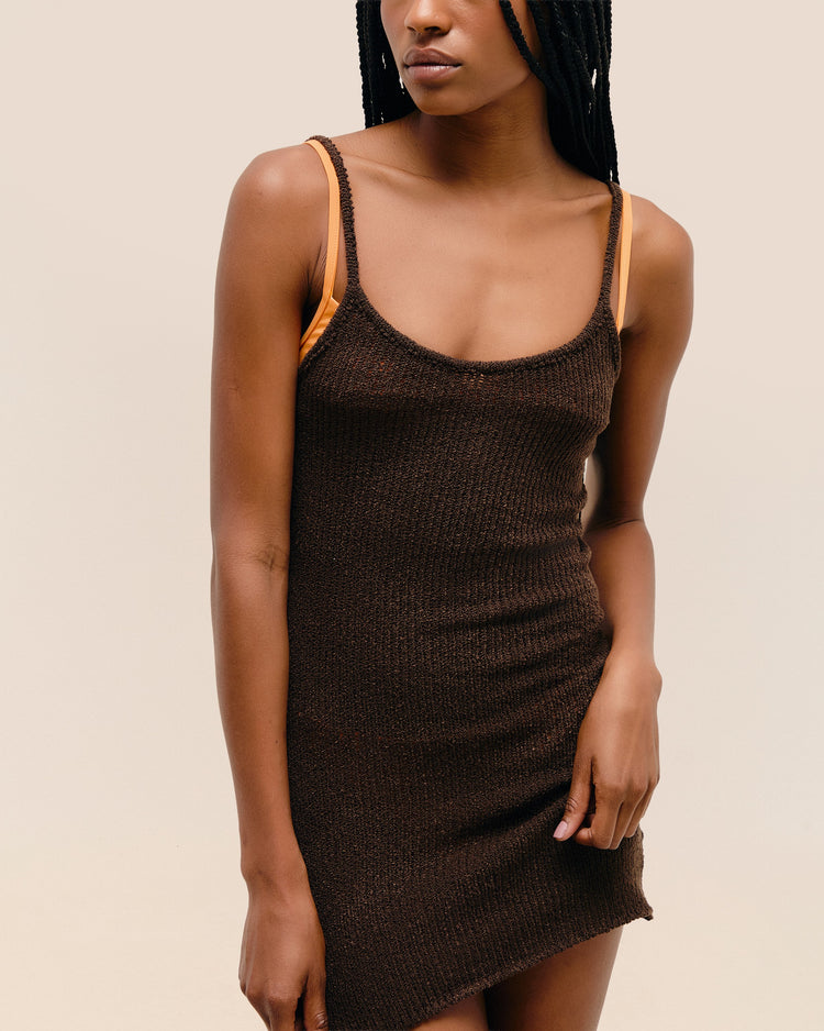 MINI ISLA KNIT DRESS BRAUNA BROWN