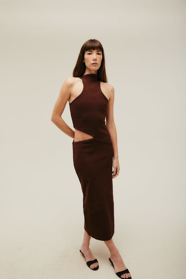 VESTIDO IVY TRICOT BRAUNA BROWN