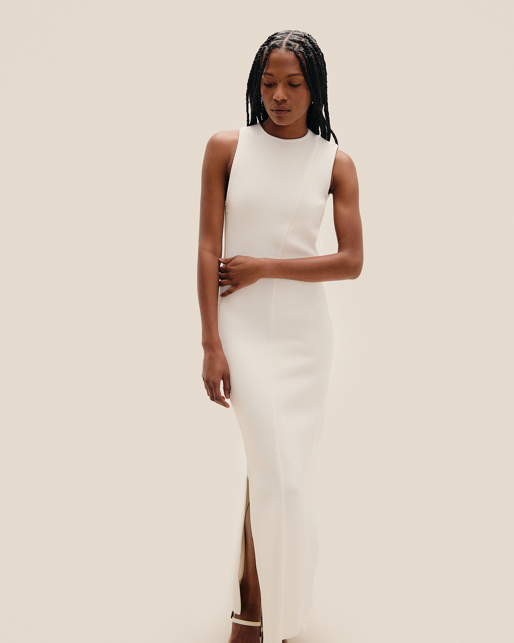 NIRVANA KNIT DRESS OFF-WHITE