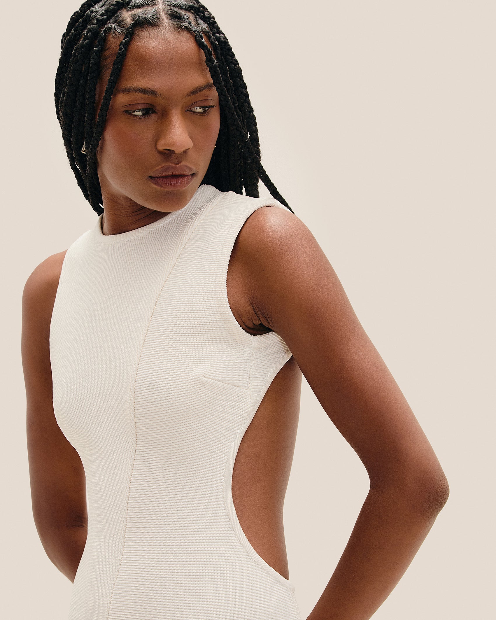 NIRVANA KNIT DRESS OFF-WHITE