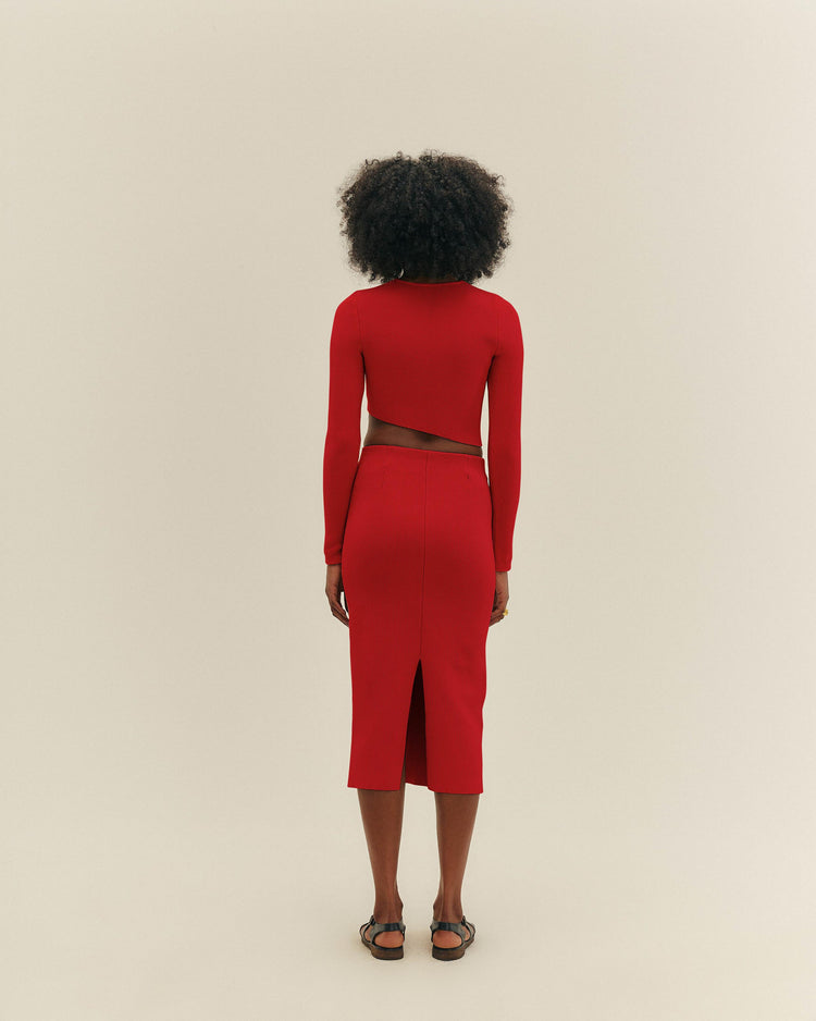 GONNA IN MAGLIA RAQUEL ROSSA