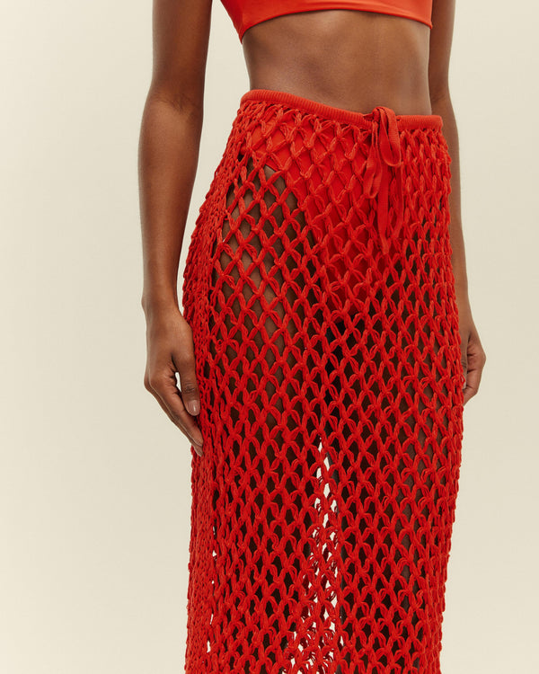 KNIT MOANA SKIRT RED