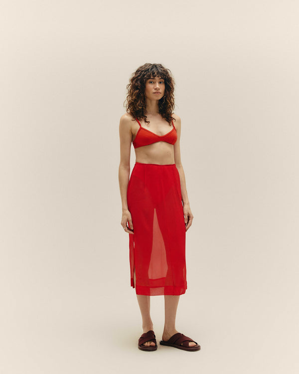 SILK SKIRT NATALIA RED SHIFT