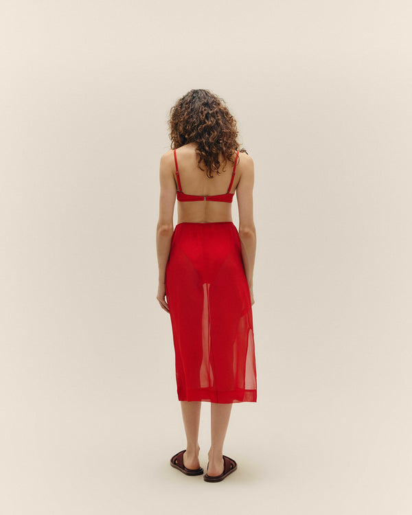 SILK SKIRT NATALIA RED SHIFT