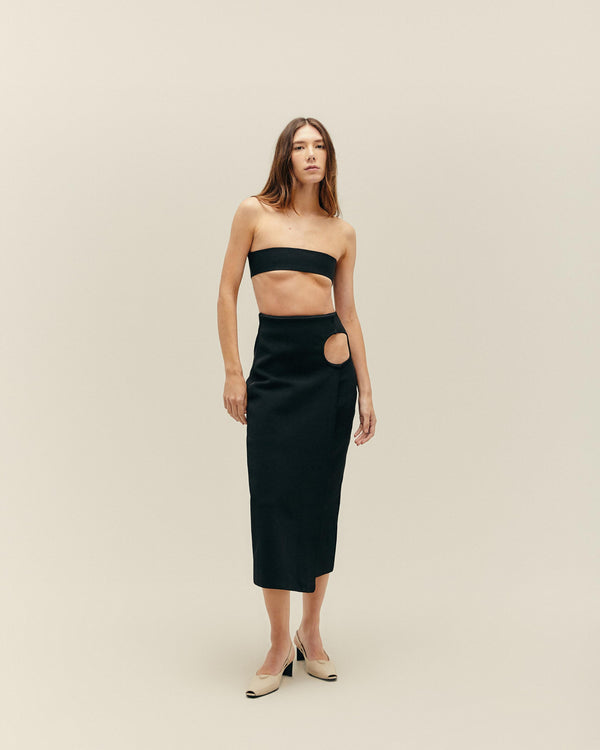 KNIT PERLIN SKIRT BLACK