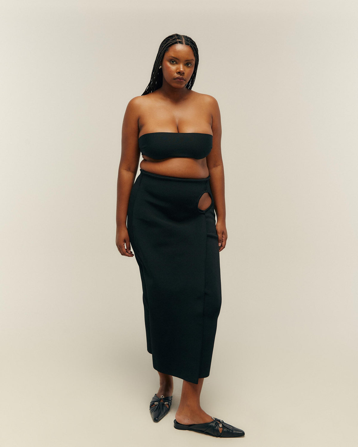 KNIT PERLIN SKIRT BLACK