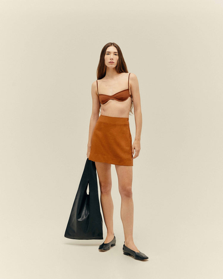 JUPE MINI LUD COULEUR MARRON MOYEN