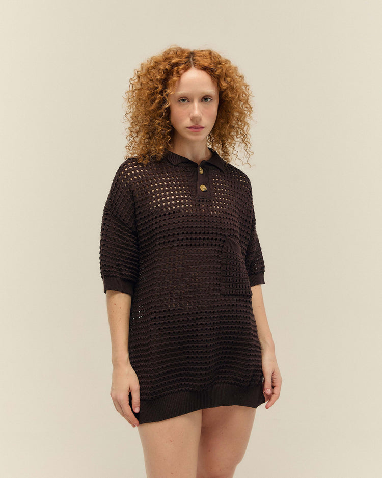 BLUSA JOANA TRICOT BRAUNA BROWN