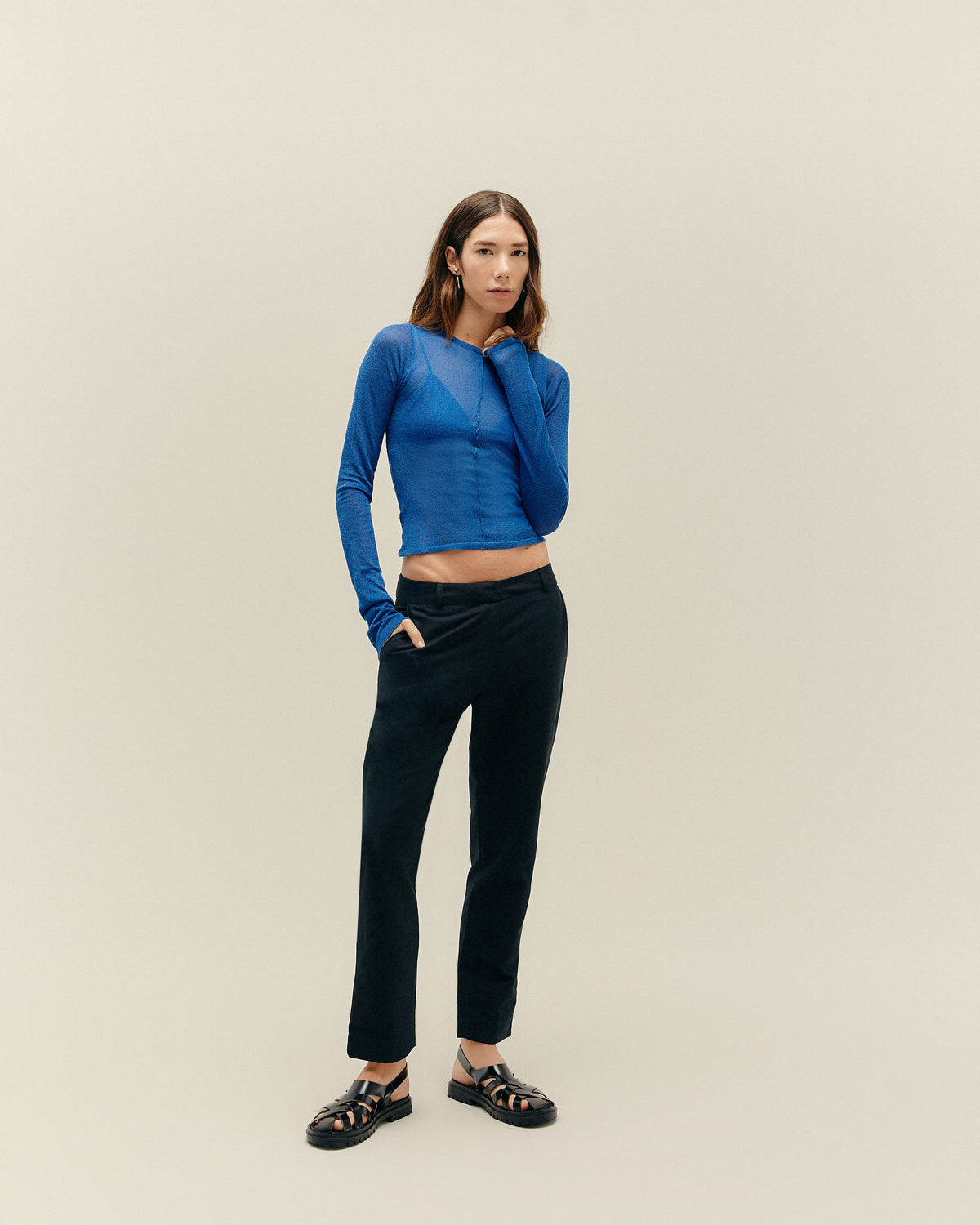 ISADORA COBALT BLUE KNIT BLOUSE